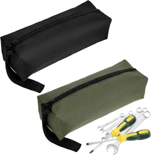 2 Pack Canvas Tool Pouch with Zipper, Tool Pouch Bag, Multi-Purpose Small Zipper Tool Pouch, Multipurpose Zipper Bags, Zipper Utility Tool Bag for Organizer Storage Various Electrician Tools