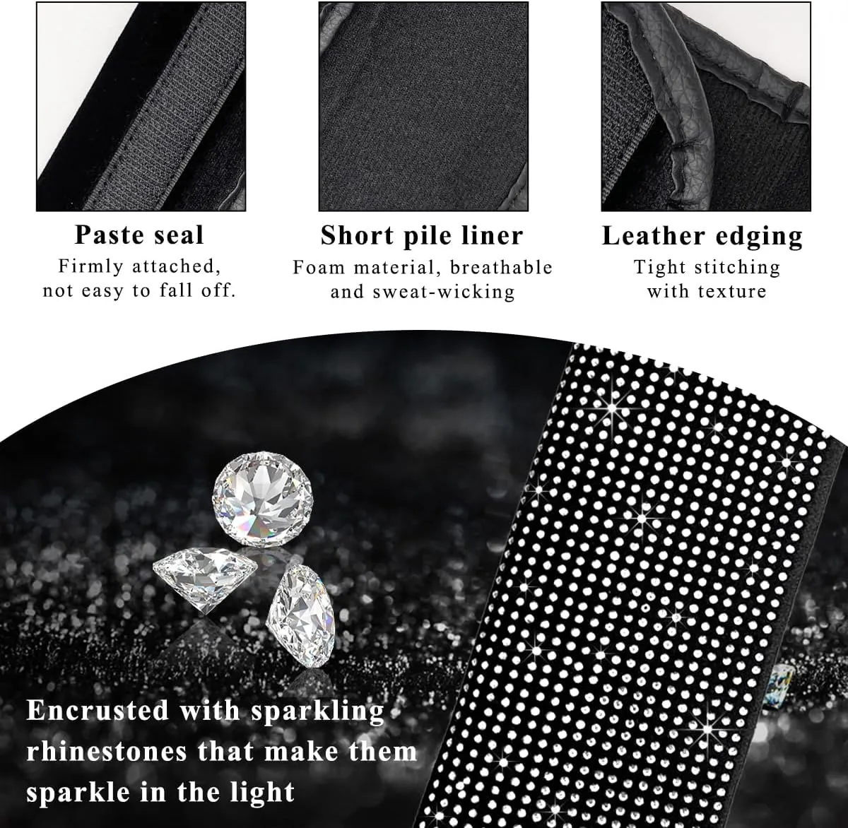 2 PCS Bling Car Seat Belt Cover, Sparkle Leather Seat Belt Pads with Rhinestone, Diamonds Glitter Seatbelt Cushions for Women Girl, Universal Interior Car Accessories (White)