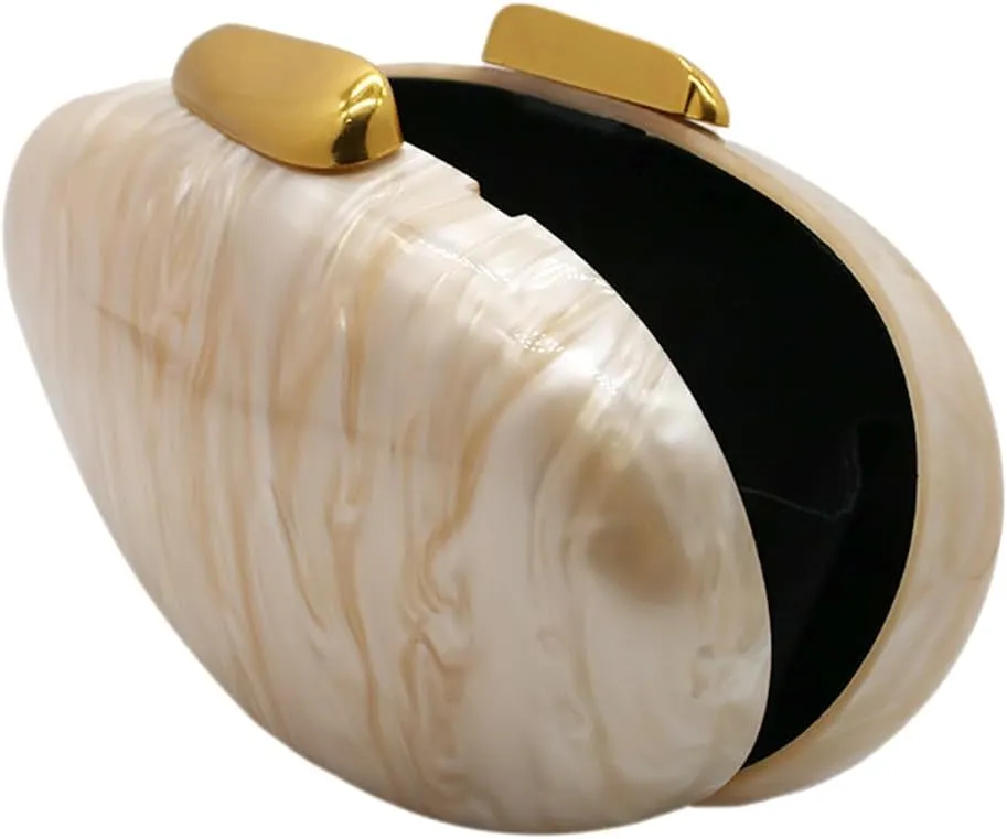 Acrylic Clutch Purse for Women Egg Shape Acrylic Handbags Cute Wedding Party Shoulder Crossbody Bag