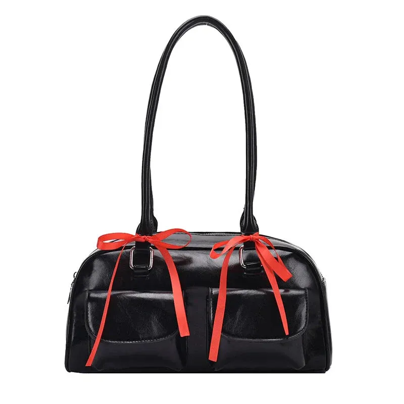 Amozae-LEFTSIDE Small PU Leather Double Pockets Design Shoulder Bags for Women 2024 Female Underarm Bag Lady Handbags and Purses