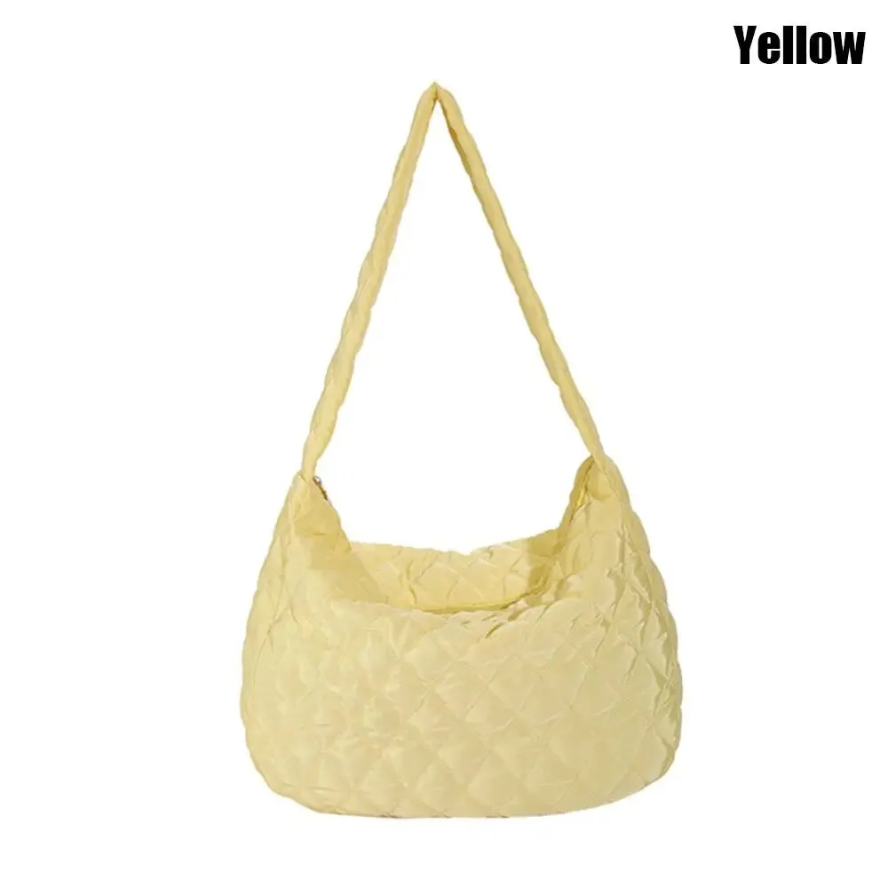 Amozae-Women Large Capacity Quilted Tote Bag Winter Warm Lightweight Down Cotton Padded Plaid Shoulder Bags Underarm Bags Puffy Handbag