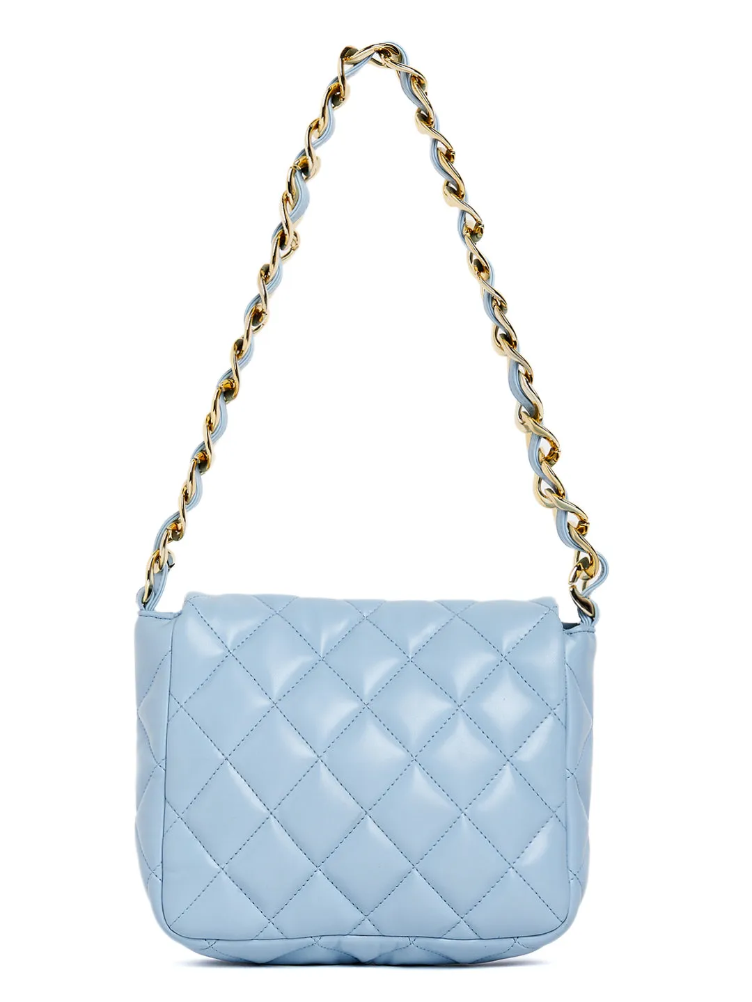 Berrylush Women Solid Sea Blue Synthetic Leather Quilted Shoulder Bag