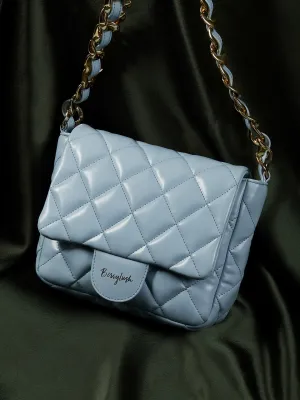 Berrylush Women Solid Sea Blue Synthetic Leather Quilted Shoulder Bag
