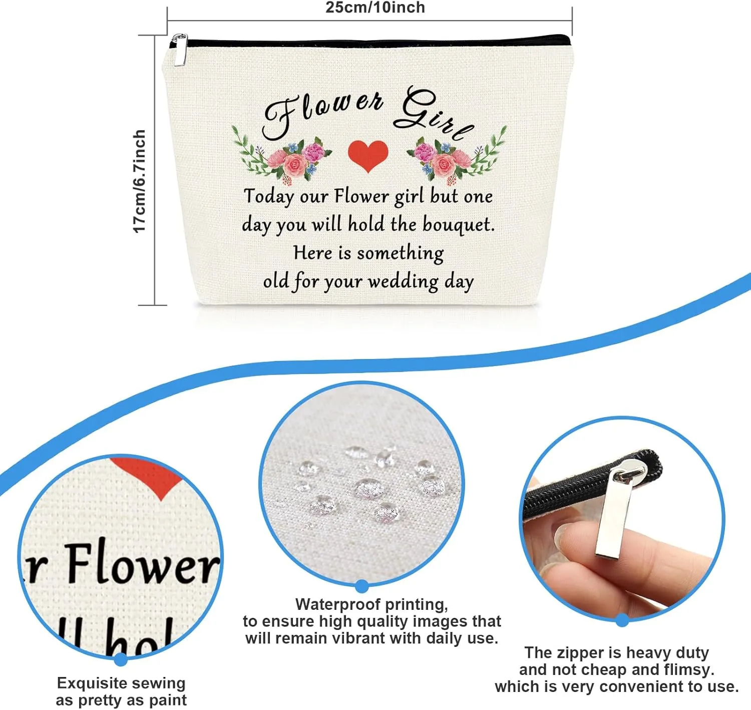 Bridal Shower Gifts Girl Proposal Makeup Bag Wedding Party Engagement Present for Girl Cosmetic Bag Ring Bearer Gifts Bridesmaid Wedding Present for Best Friend Daughter Travel Toiletries Pouch