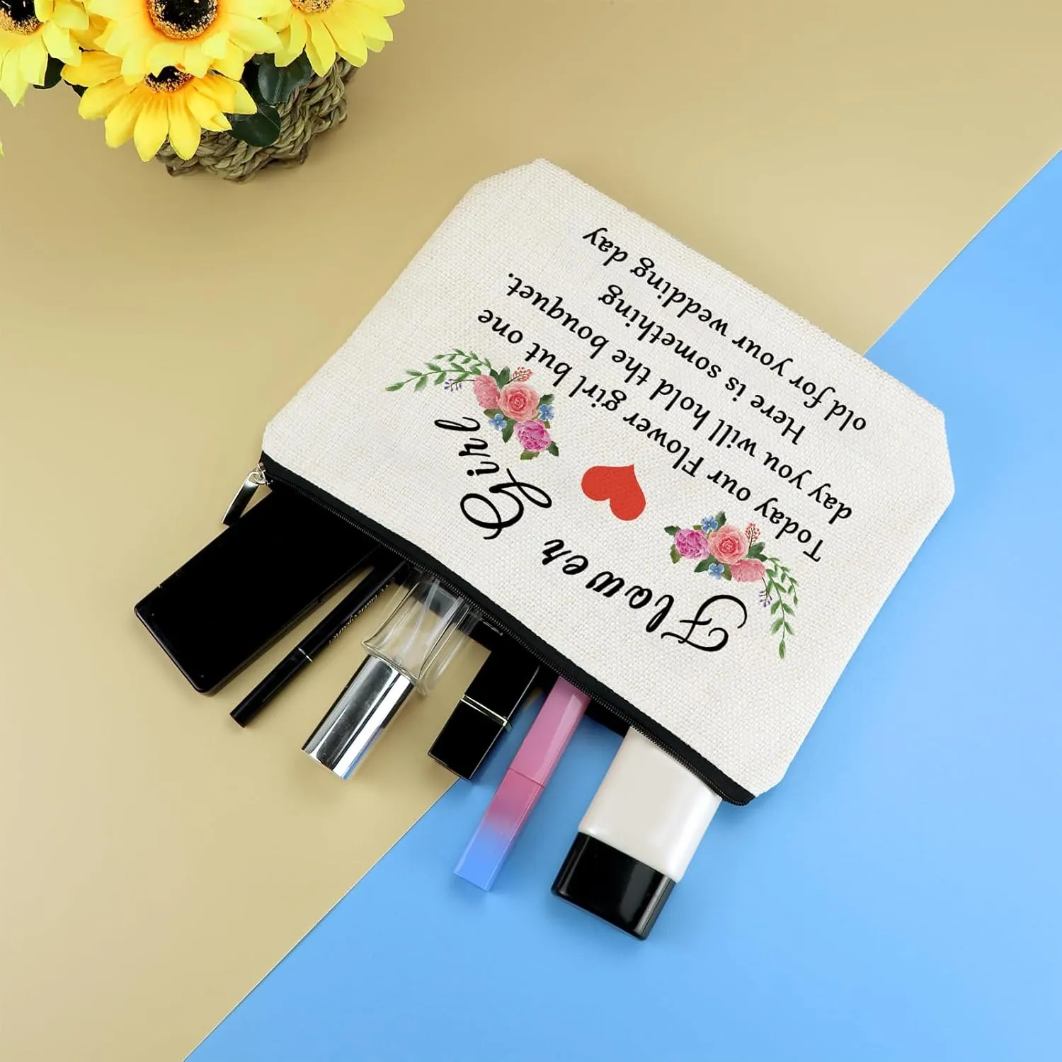 Bridal Shower Gifts Girl Proposal Makeup Bag Wedding Party Engagement Present for Girl Cosmetic Bag Ring Bearer Gifts Bridesmaid Wedding Present for Best Friend Daughter Travel Toiletries Pouch