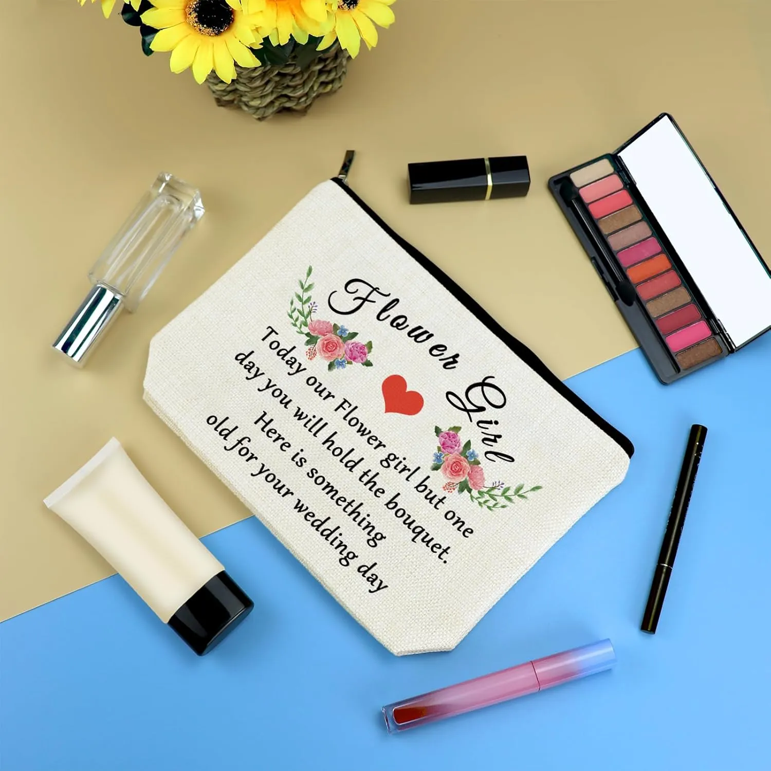 Bridal Shower Gifts Girl Proposal Makeup Bag Wedding Party Engagement Present for Girl Cosmetic Bag Ring Bearer Gifts Bridesmaid Wedding Present for Best Friend Daughter Travel Toiletries Pouch