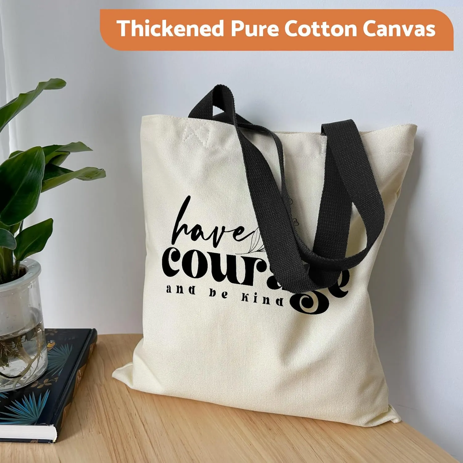 Canvas Tote Bag Aesthetic for Women, Cute Tote Bag with Zipper Pocket, Heavy Duty Reusable Shopping Bags for Grocery