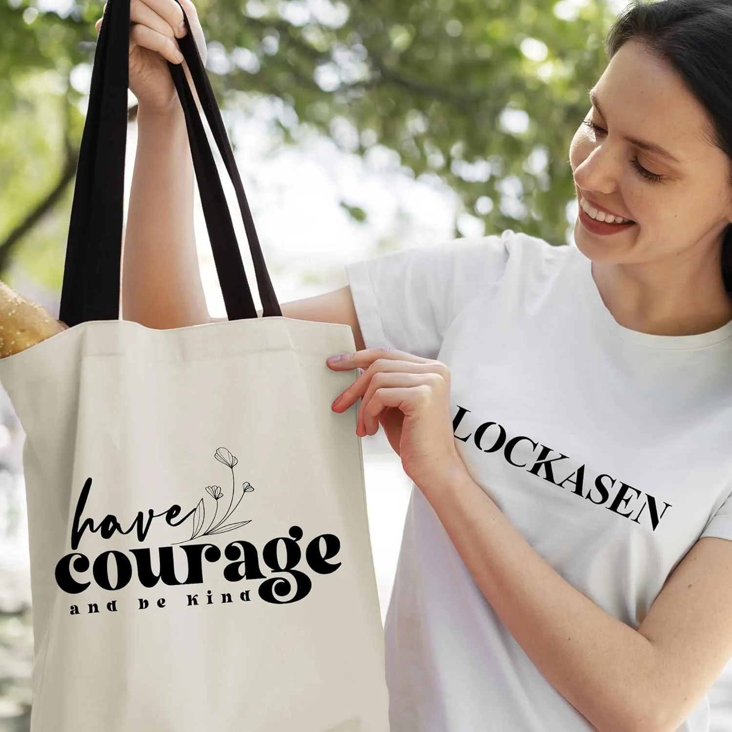 Canvas Tote Bag Aesthetic for Women, Cute Tote Bag with Zipper Pocket, Heavy Duty Reusable Shopping Bags for Grocery
