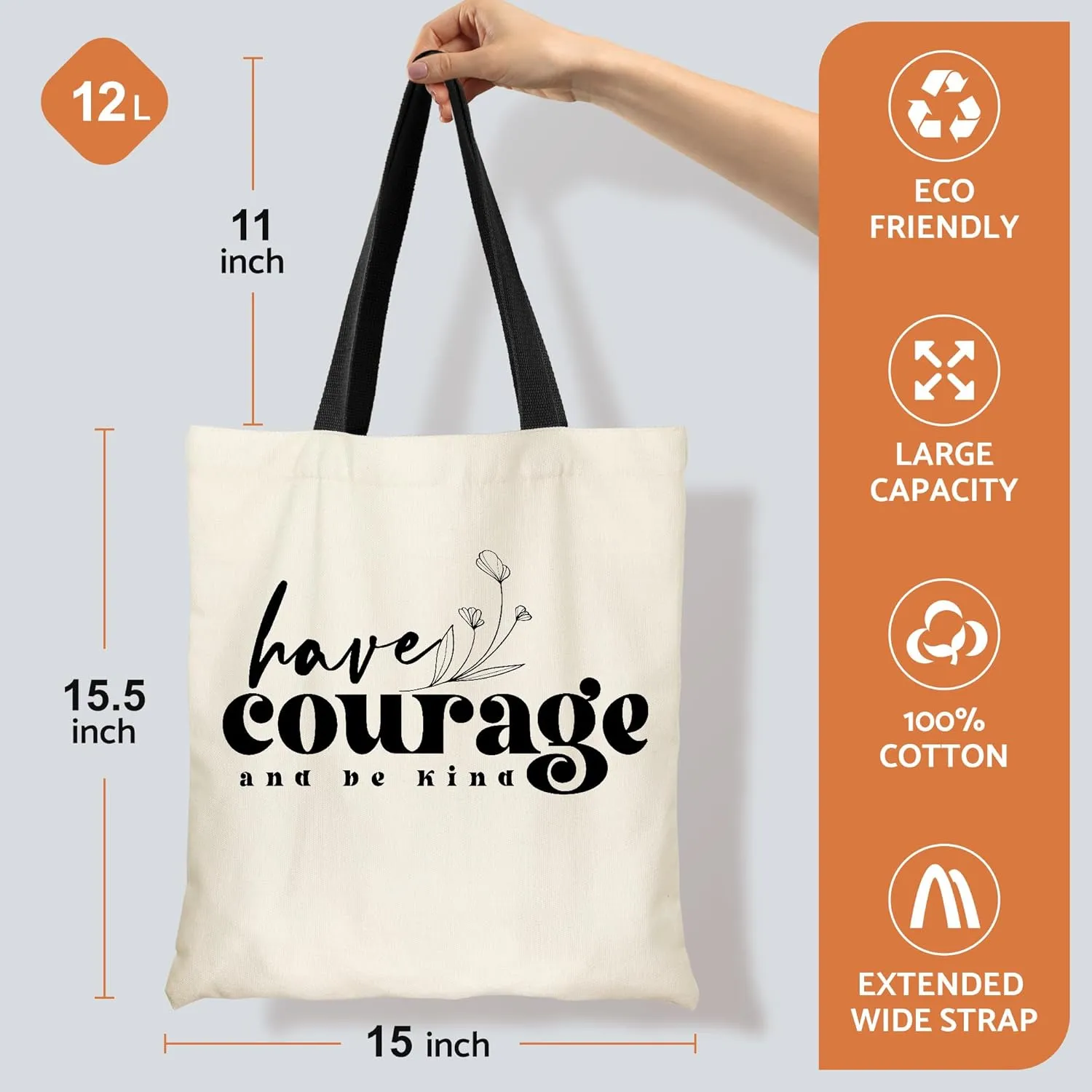 Canvas Tote Bag Aesthetic for Women, Cute Tote Bag with Zipper Pocket, Heavy Duty Reusable Shopping Bags for Grocery