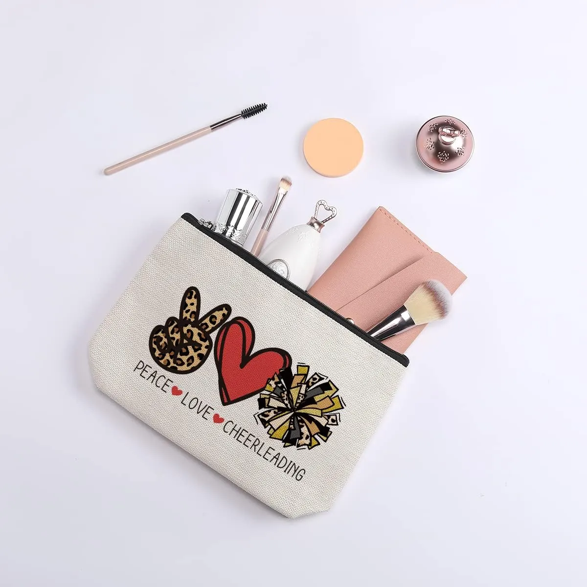 Cheer Stuff Cheerleader Cheer Bag Funny Cheerleader Gifts Cheerleading Gift Christmas Birthday Gifts for Women Her Female Cheer Team Merchandise - Peace Love Cheerleading