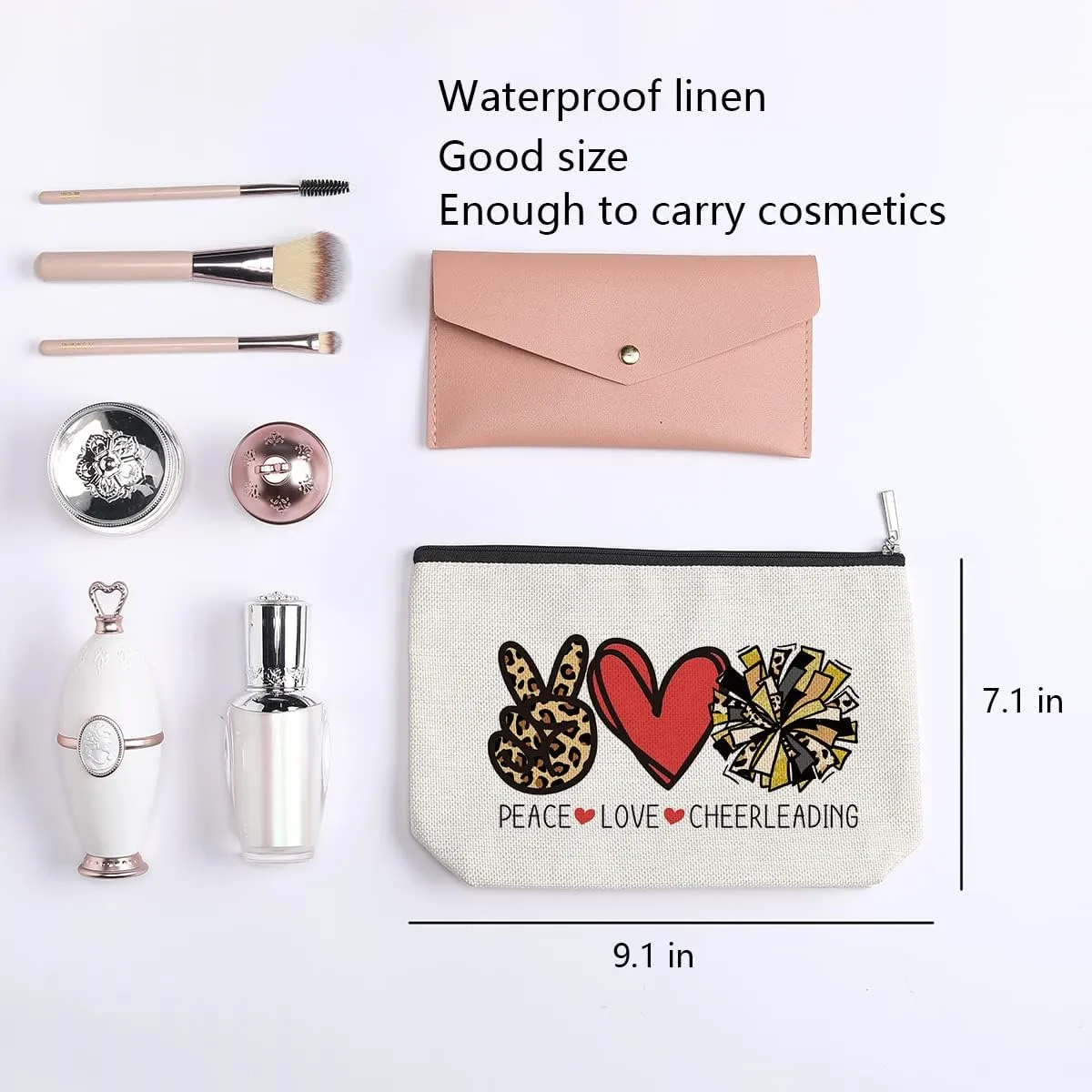 Cheer Stuff Cheerleader Cheer Bag Funny Cheerleader Gifts Cheerleading Gift Christmas Birthday Gifts for Women Her Female Cheer Team Merchandise - Peace Love Cheerleading