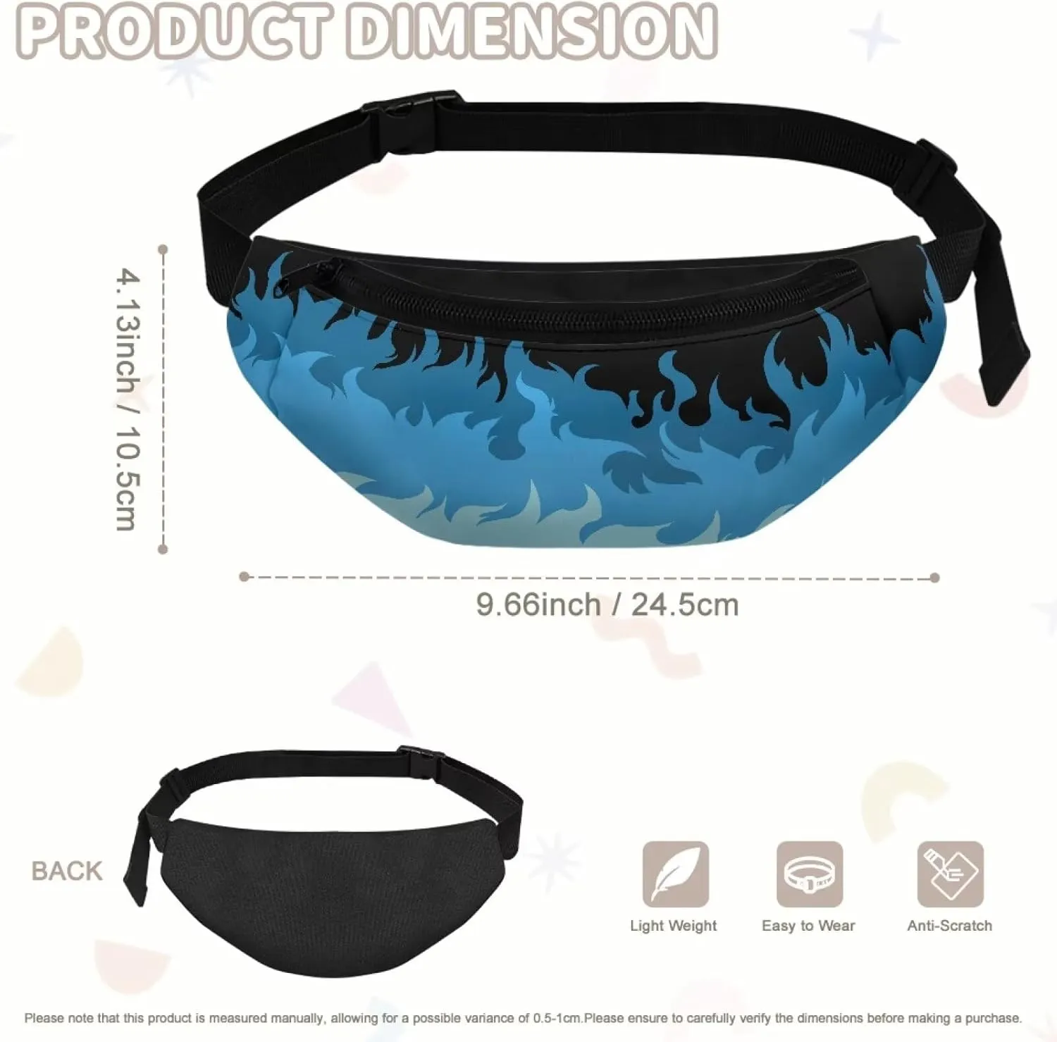 Cozeyat Blue Flame Kids Fanny Pack for Toddler Boys 4-6 Small Belt Bag Crossbody Sling Bag Waist Pack for Runing Hiking Camping Traveling