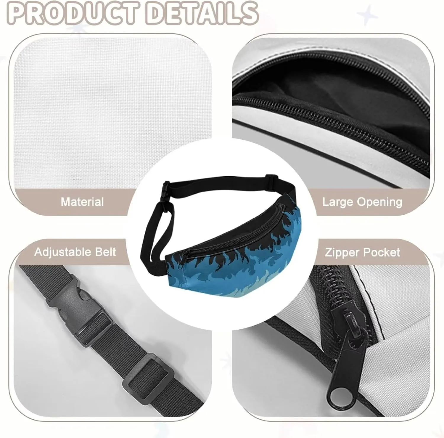 Cozeyat Blue Flame Kids Fanny Pack for Toddler Boys 4-6 Small Belt Bag Crossbody Sling Bag Waist Pack for Runing Hiking Camping Traveling