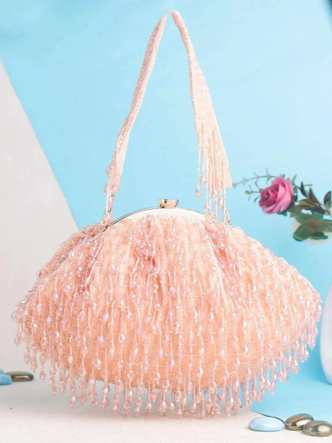 Designer Crystal Half Frame Clutch