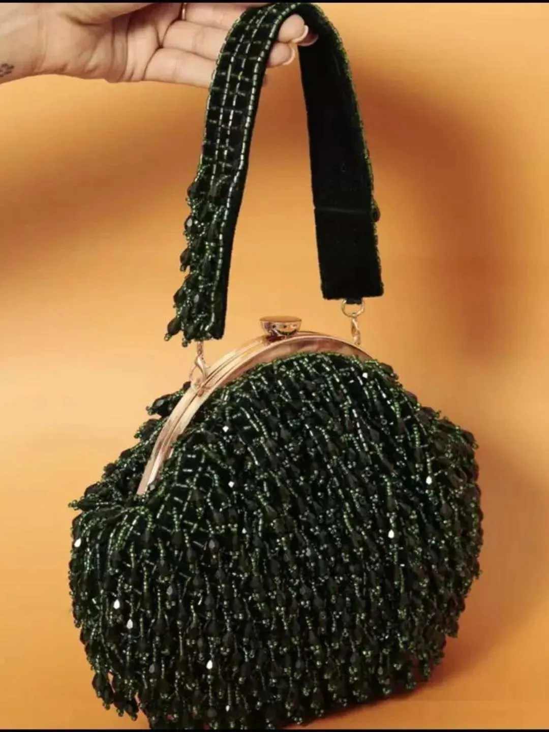 Designer Crystal Half Frame Clutch