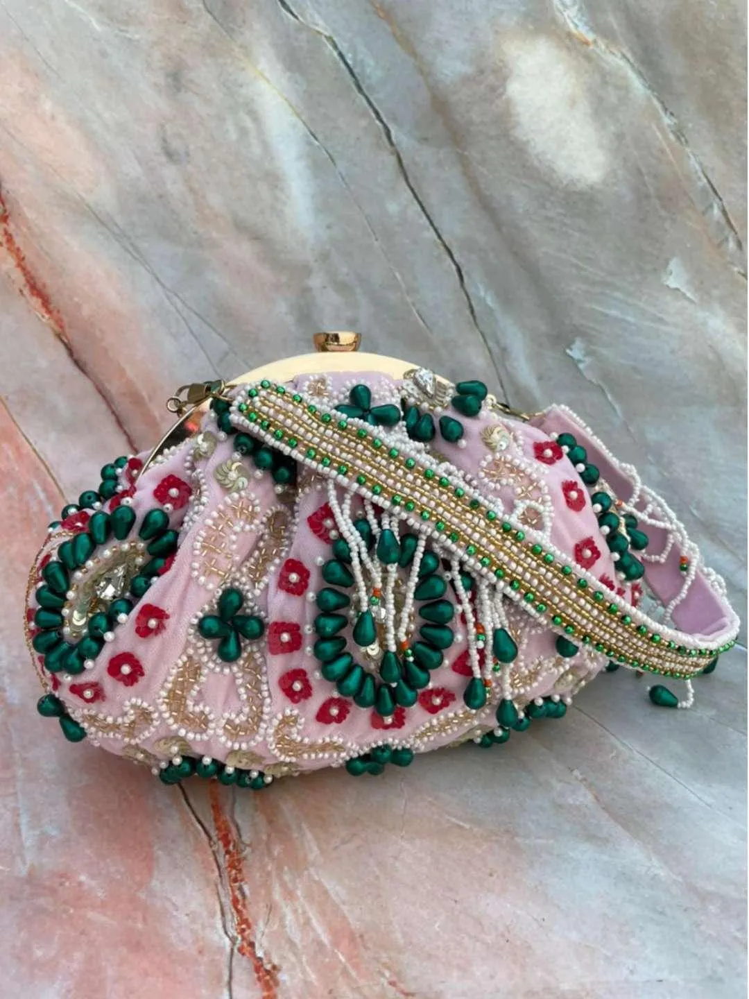 Designer Half Frame Clutch