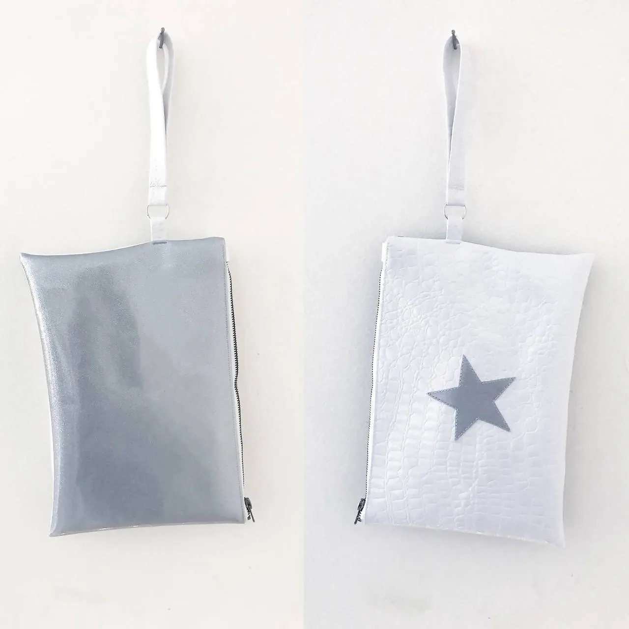 Diaper Clutch - White/ Silver