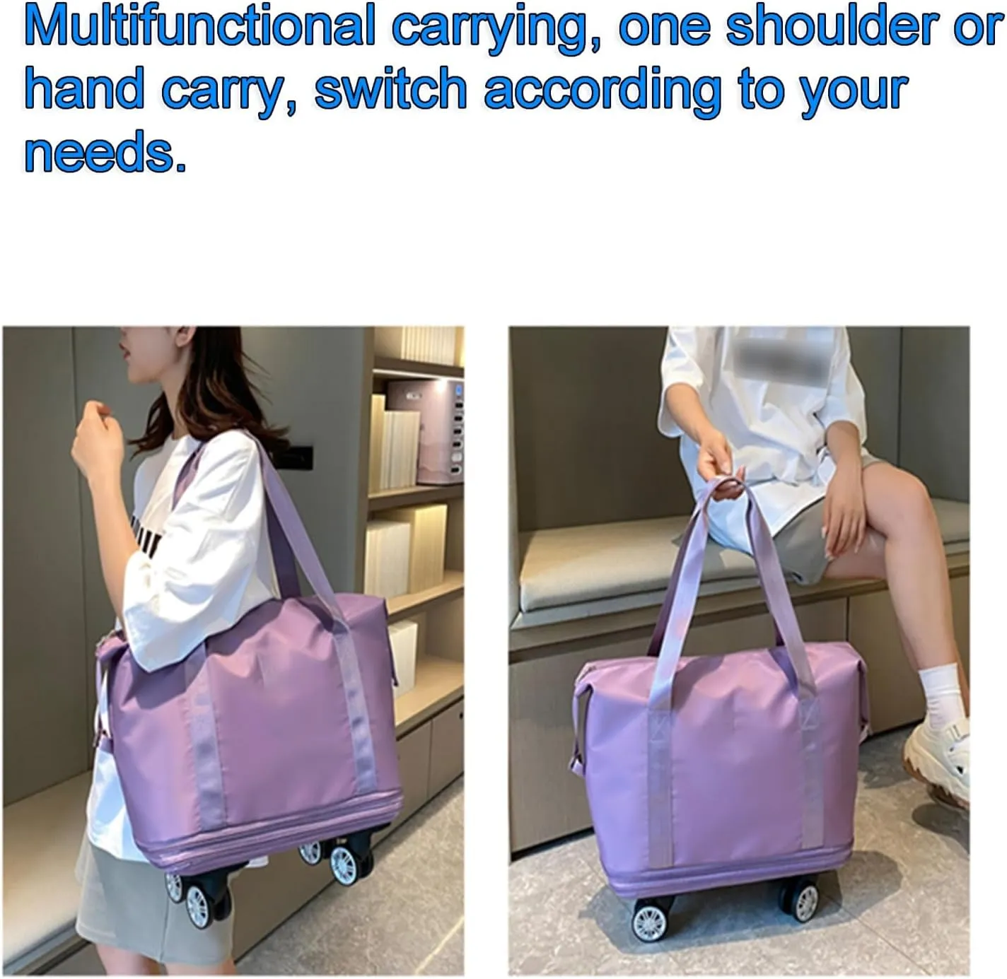 Expandable Rolling Duffel Bag with Wheels - Collapsible Travel Bag for Airline & Road Trips | Foldable Weekender Bag with 360 Spinner Wheels for Men & Women(Green)