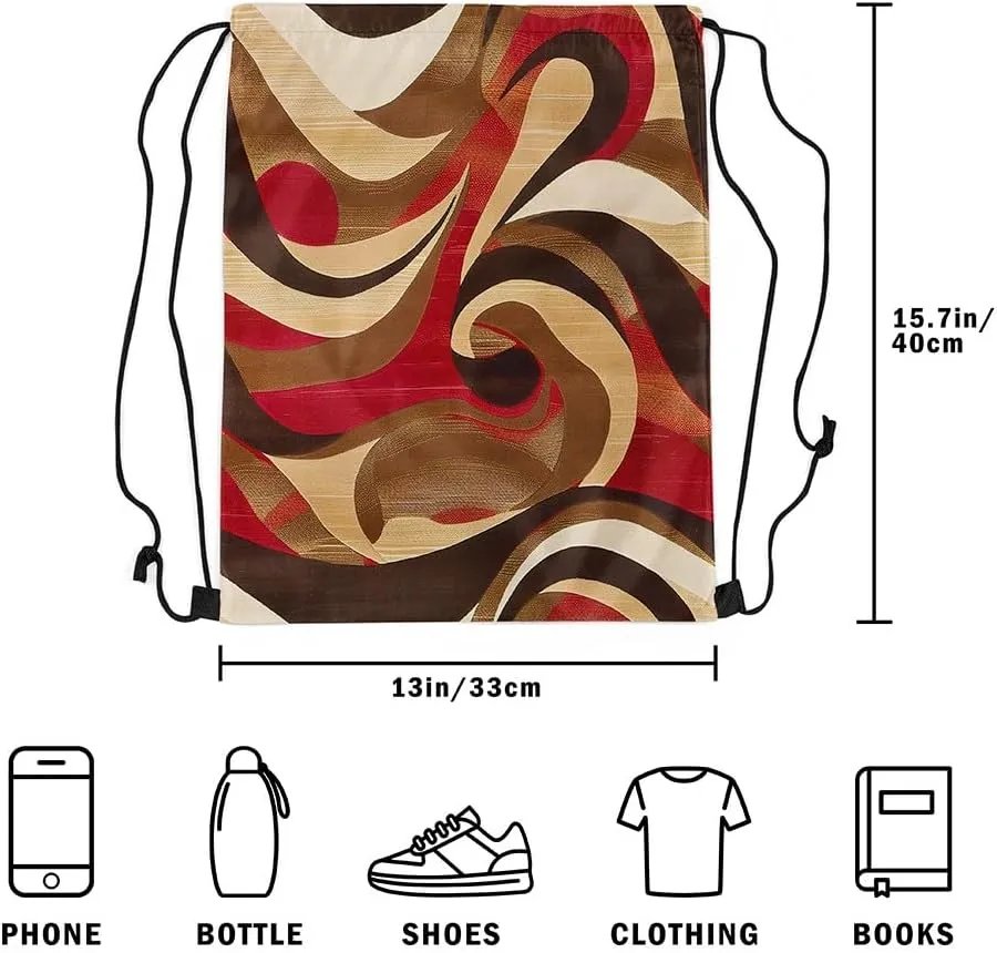 Feelyou Geometric Drawstring Backpack 13"x15.7" Luxury Drawstring Bags for Modern Art Sports Drawstring Sackpack Auburn Waterproof Cinch Bag