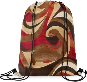 Feelyou Geometric Drawstring Backpack 13"x15.7" Luxury Drawstring Bags for Modern Art Sports Drawstring Sackpack Auburn Waterproof Cinch Bag
