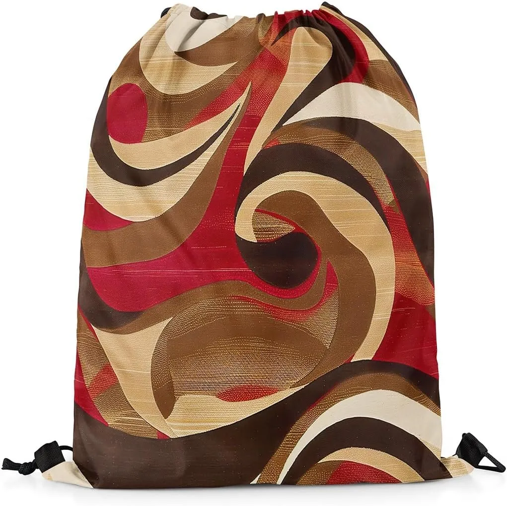 Feelyou Geometric Drawstring Backpack 13"x15.7" Luxury Drawstring Bags for Modern Art Sports Drawstring Sackpack Auburn Waterproof Cinch Bag