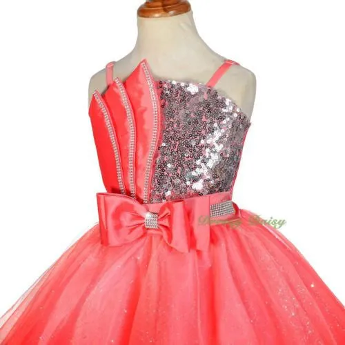 FG304 Girls' Sequin Diamond Party Pageant Dresses Flower Girl Tulle Dress Size 2-9