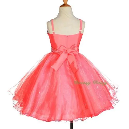 FG304 Girls' Sequin Diamond Party Pageant Dresses Flower Girl Tulle Dress Size 2-9