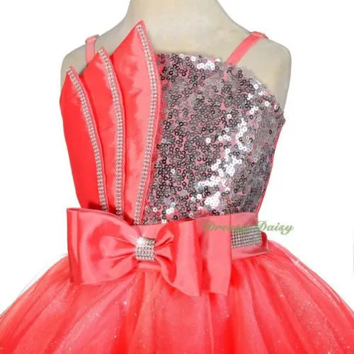 FG304 Girls' Sequin Diamond Party Pageant Dresses Flower Girl Tulle Dress Size 2-9