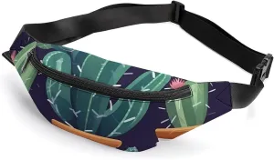 Green Succulent Plant Belt Bag with Adjustable Strap, Lightweight Travel Crossbody Bags, Hands-Free Mini Fanny Packs in Running Gym