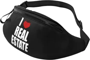 I Love Real Estate Waist Bag Men's and Women's Adjustable Travel Chest Pack Outdoor Running Waist Bag