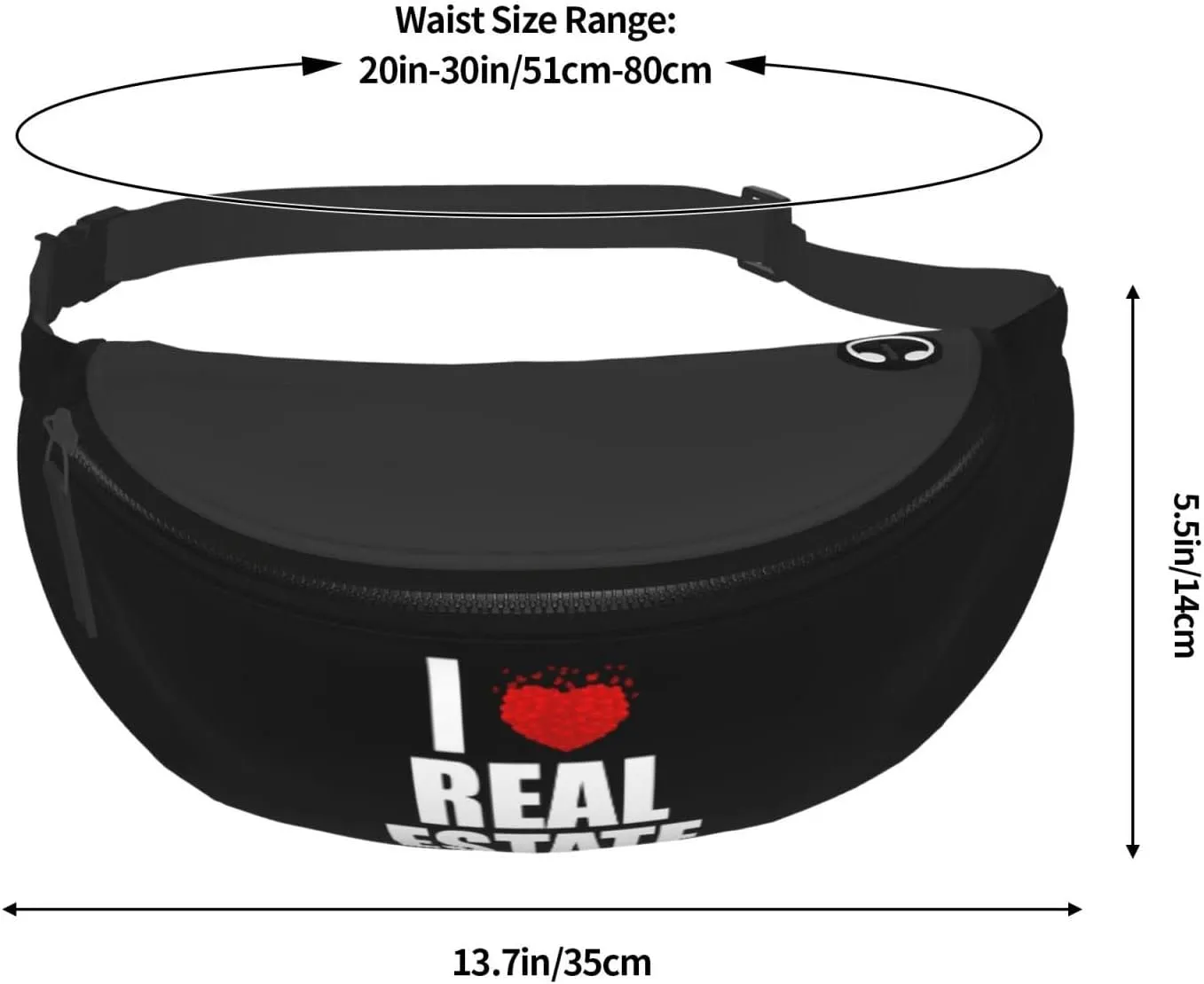 I Love Real Estate Waist Bag Men's and Women's Adjustable Travel Chest Pack Outdoor Running Waist Bag
