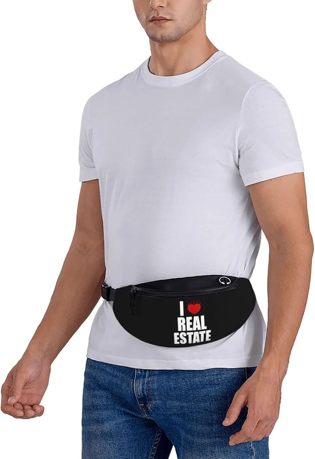 I Love Real Estate Waist Bag Men's and Women's Adjustable Travel Chest Pack Outdoor Running Waist Bag