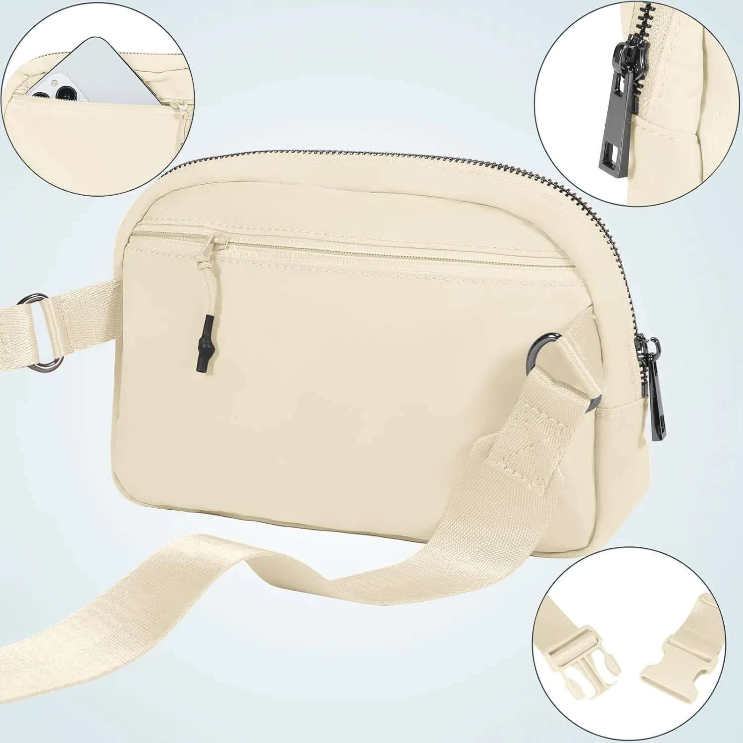 INTINI Everywhere Belt Bag  Large, Crossbody Fanny Pack Women 56 Inch Plus Size Waist Cross Body Fashion (White)