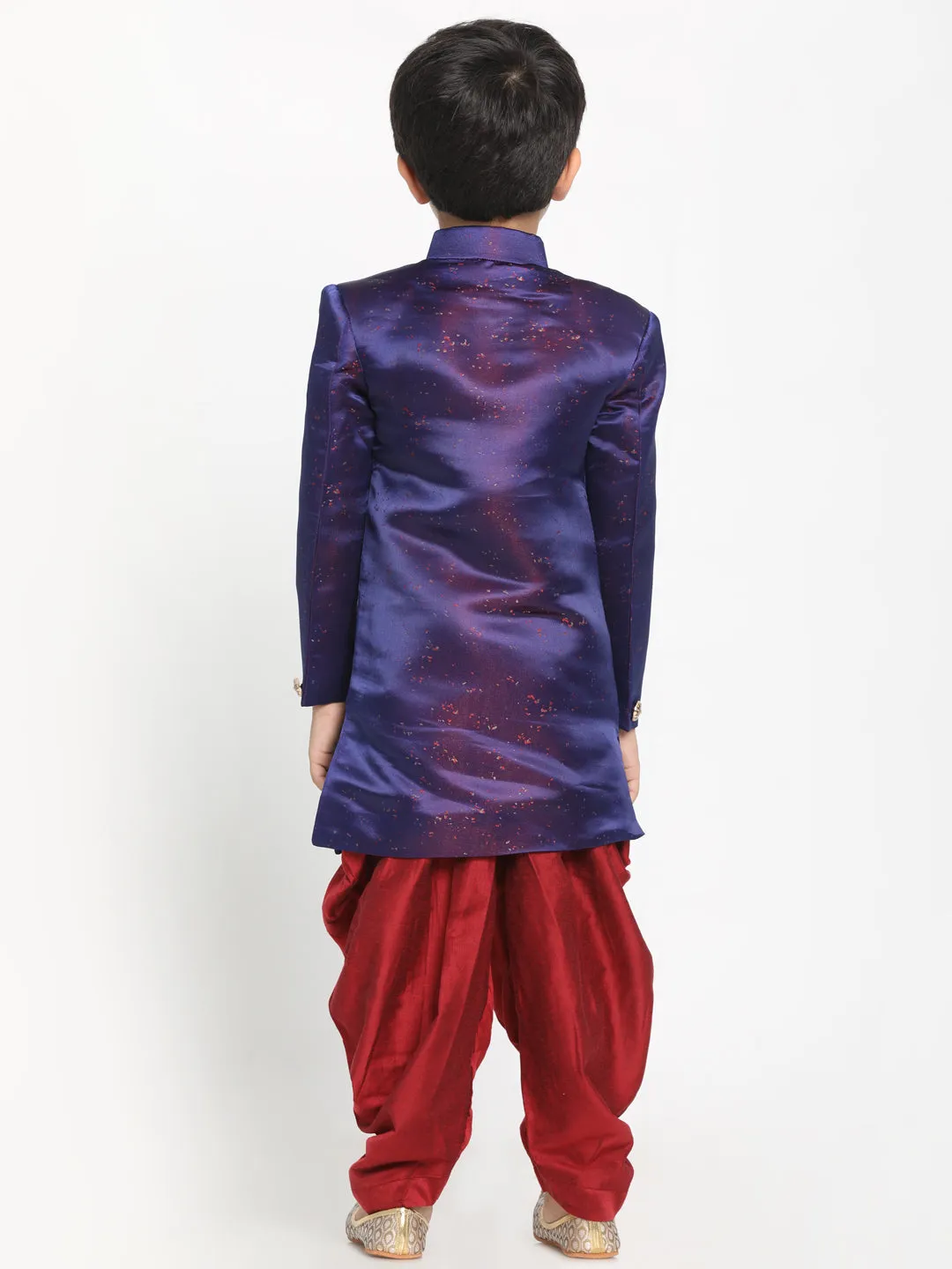 Jashvi Cotton Silk Blend Blue Baap Beta Sherwani