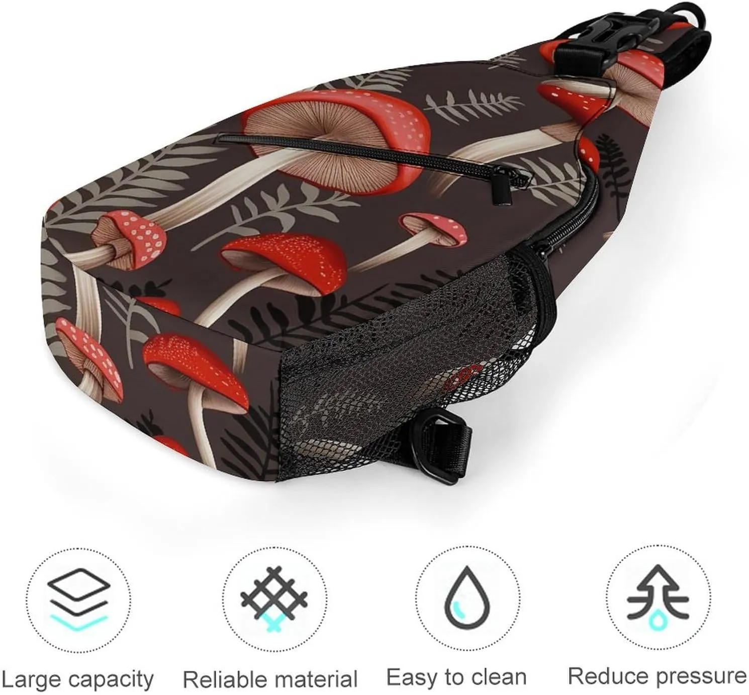 Lightweight Chest Bag Crossbody Bag Red Mushrooms Sling Backpack for Women Men Sports Travel
