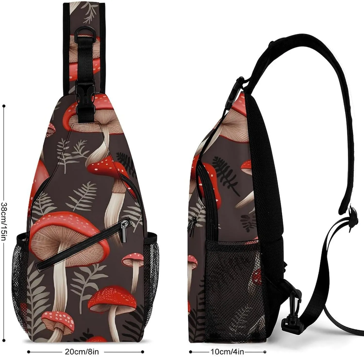 Lightweight Chest Bag Crossbody Bag Red Mushrooms Sling Backpack for Women Men Sports Travel