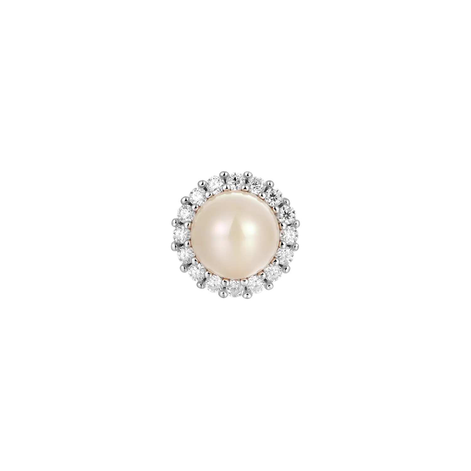 Moissanite Biege Pearl Stud Earrings - Pair