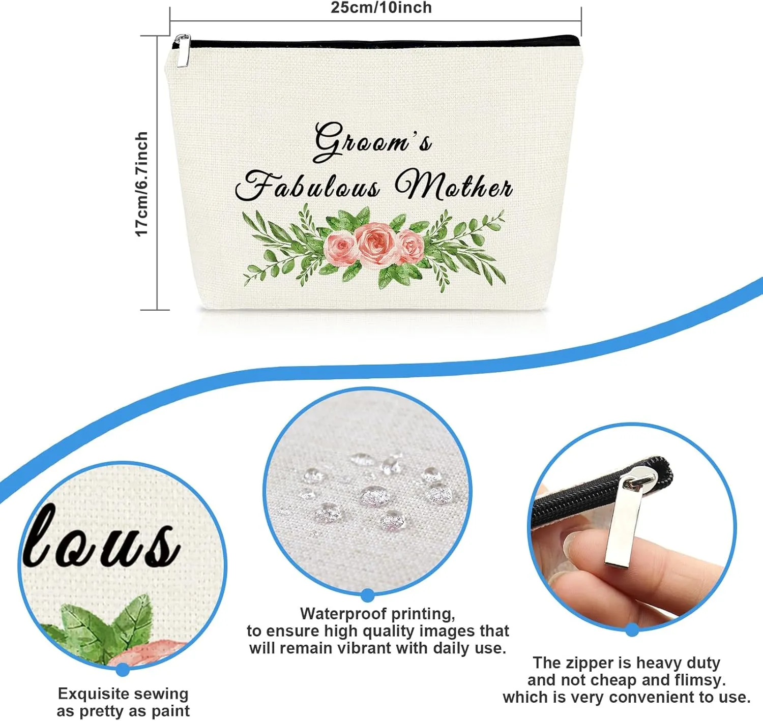 Mother of the Groom Gift Makeup Bag Bridal Shower Gifts Cosmetic Bag Wedding Engagement Gifts for Mom Mother of the Groom Appreciation Gift from Bride Makeup Pouch Travel Toiletry Bags