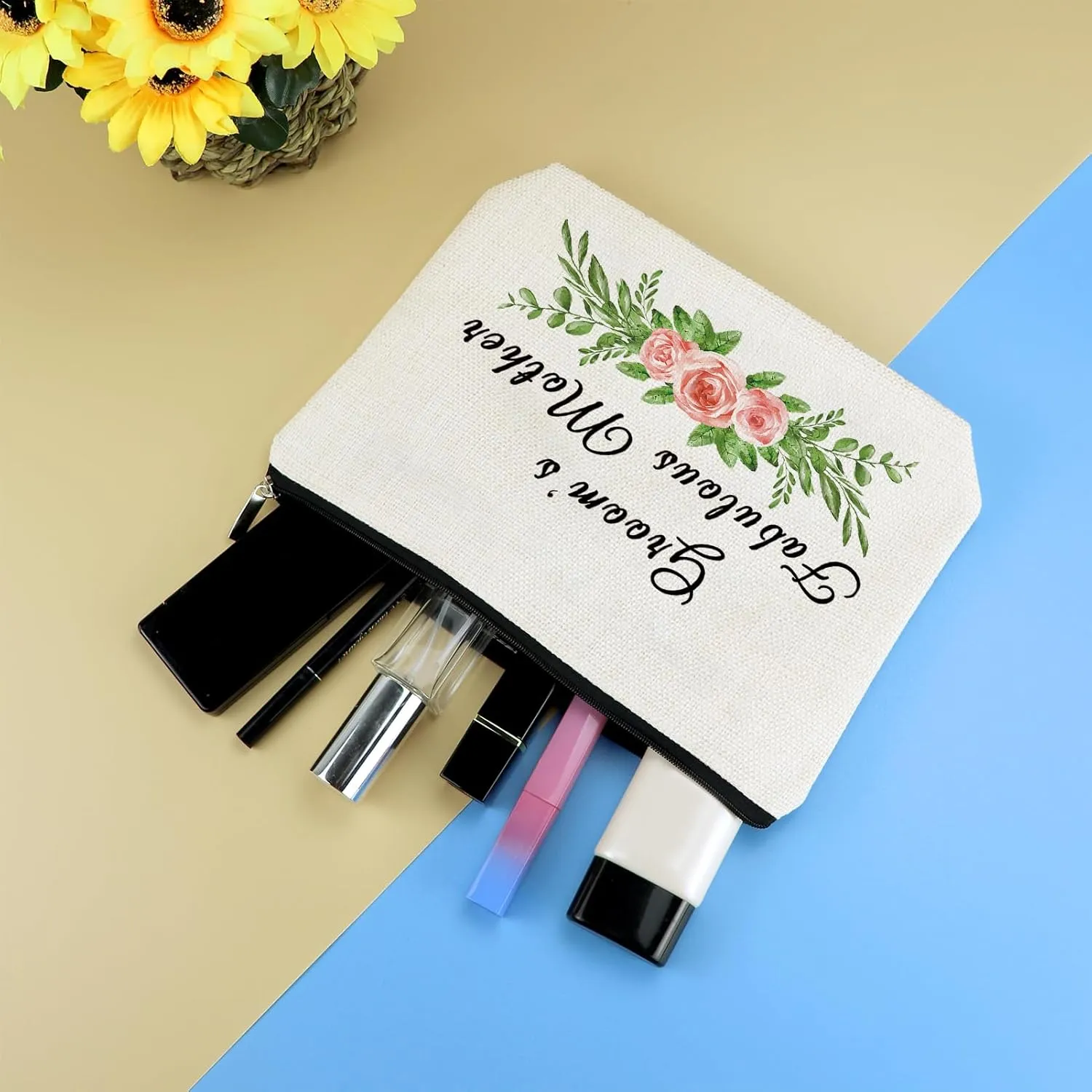 Mother of the Groom Gift Makeup Bag Bridal Shower Gifts Cosmetic Bag Wedding Engagement Gifts for Mom Mother of the Groom Appreciation Gift from Bride Makeup Pouch Travel Toiletry Bags