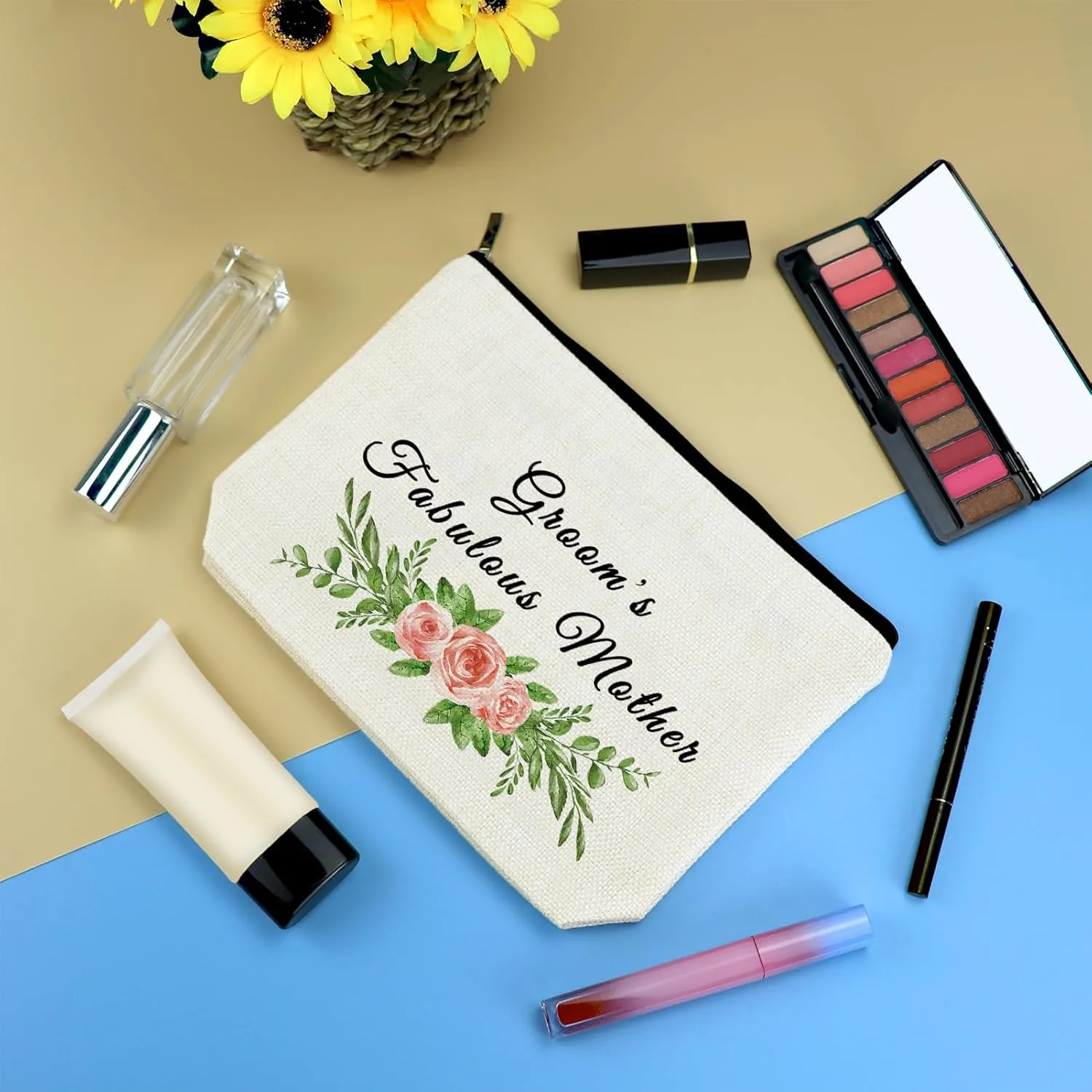 Mother of the Groom Gift Makeup Bag Bridal Shower Gifts Cosmetic Bag Wedding Engagement Gifts for Mom Mother of the Groom Appreciation Gift from Bride Makeup Pouch Travel Toiletry Bags