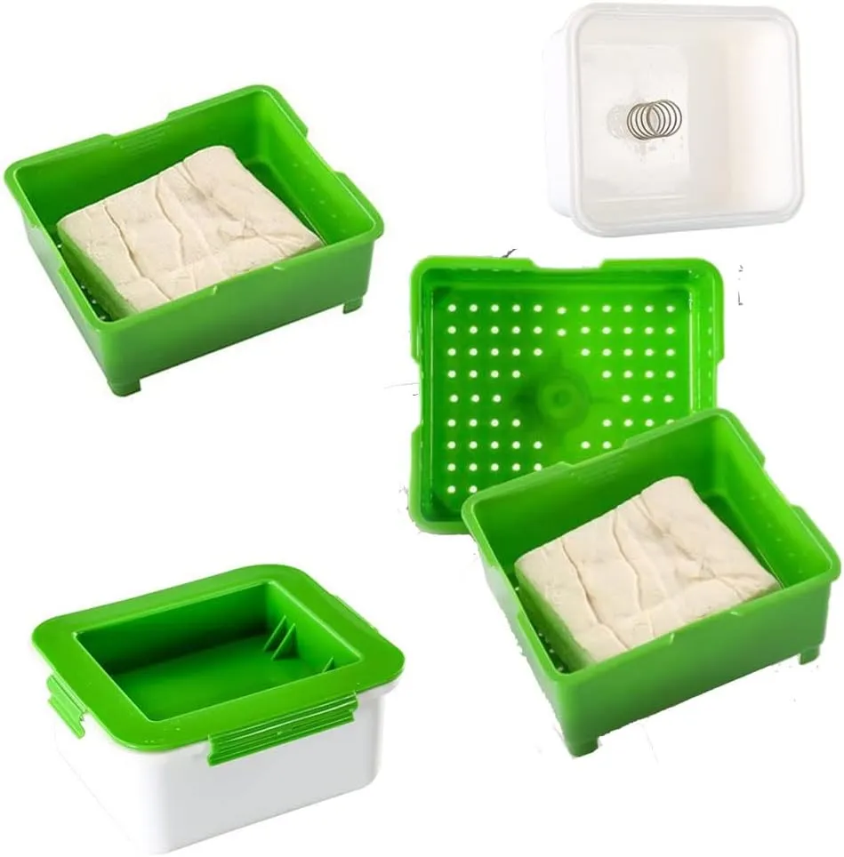 NIWWIN Tofu Press Mold Tofu Press Maker Kit Tofu Box Tofu Strainer Homemade Soybean Curd DIY Plastic Tofu Cheese Press Built-in Drainage for Home Kitchen Cooking Tool (Grey)