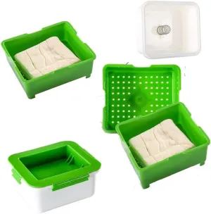 NIWWIN Tofu Press Mold Tofu Press Maker Kit Tofu Box Tofu Strainer Homemade Soybean Curd DIY Plastic Tofu Cheese Press Built-in Drainage for Home Kitchen Cooking Tool (Grey)