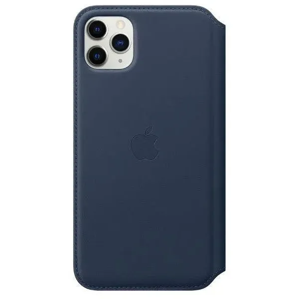 Official Apple iPhone 11 Pro Max Case Leather Folio - Deep Sea Blue