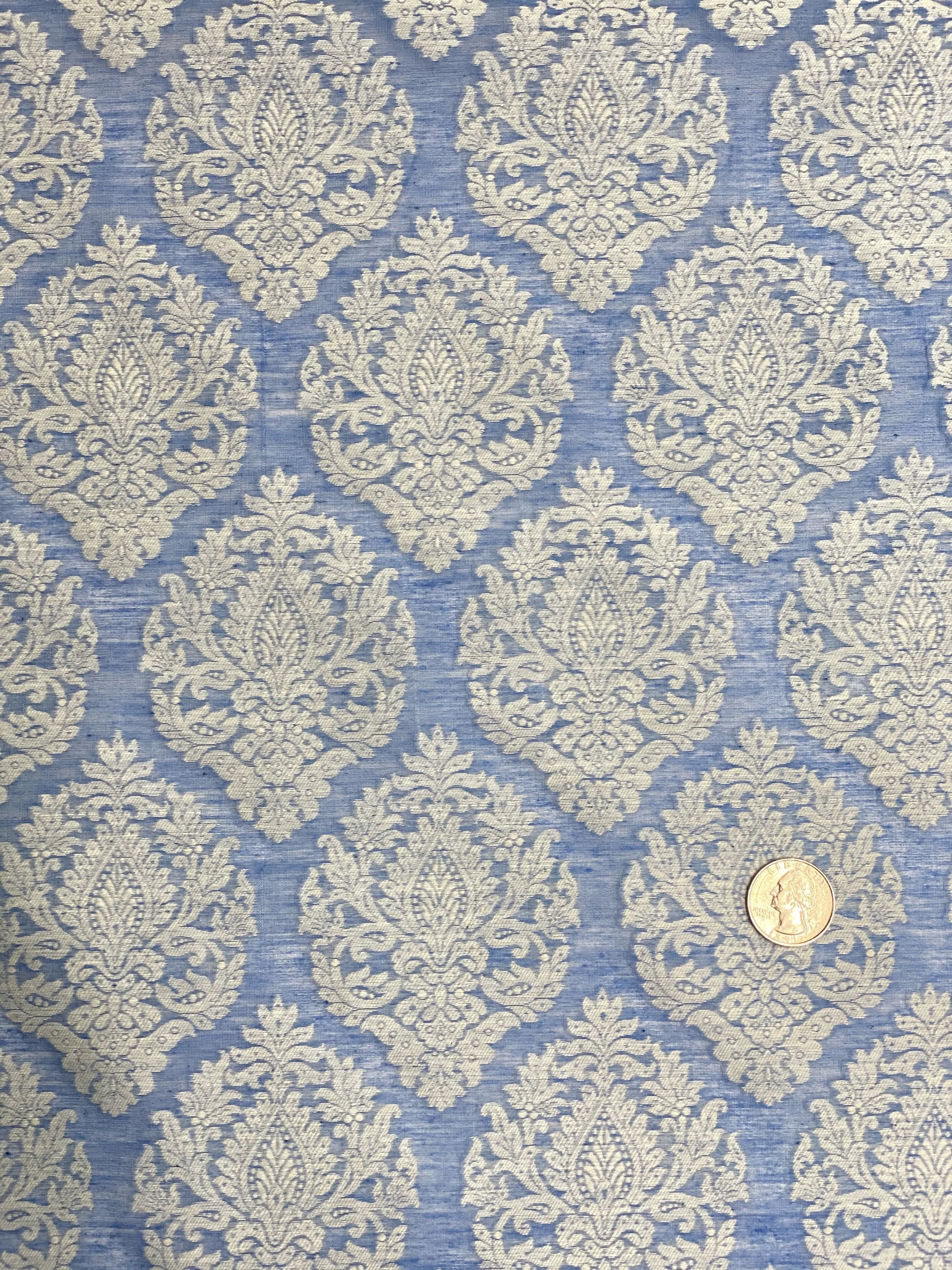 Skyblue White Silk Cotton Blend Novelty 1025 - 1