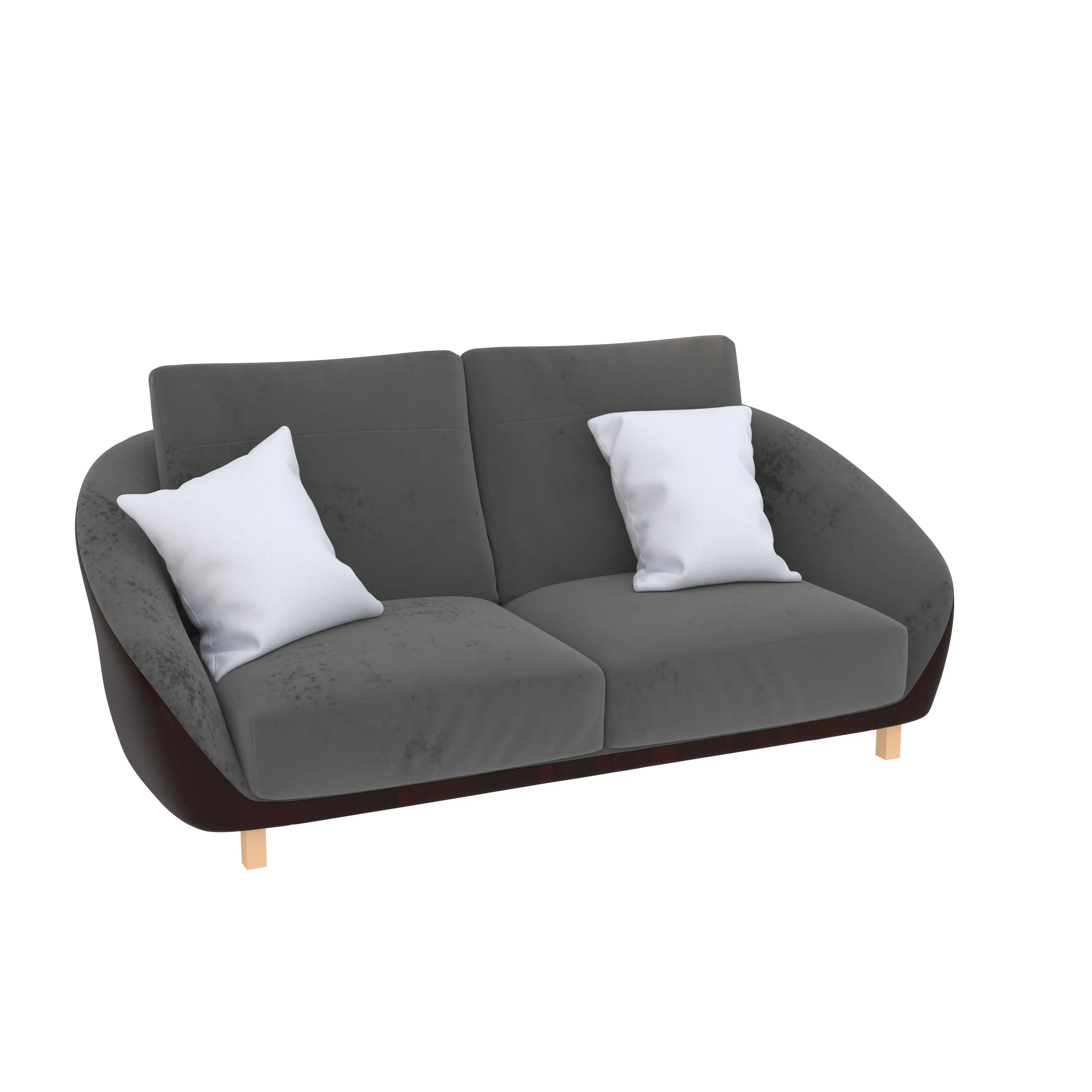 Strong Iron Gray Smooth Finish Wooden 2 Seater Sofa