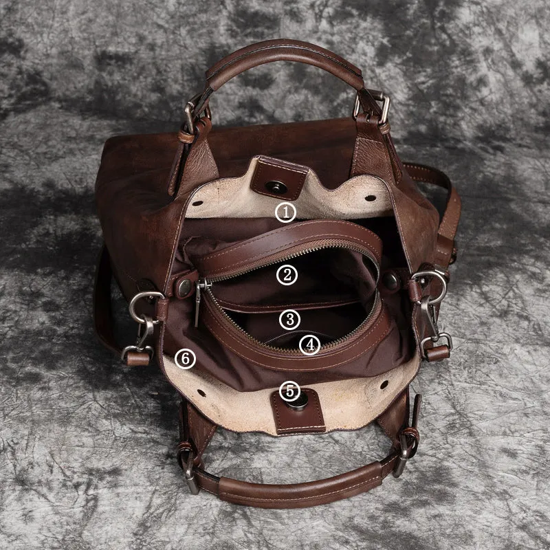Vintage Handmade Rubbing Vege Tanned Leather Handbags B262