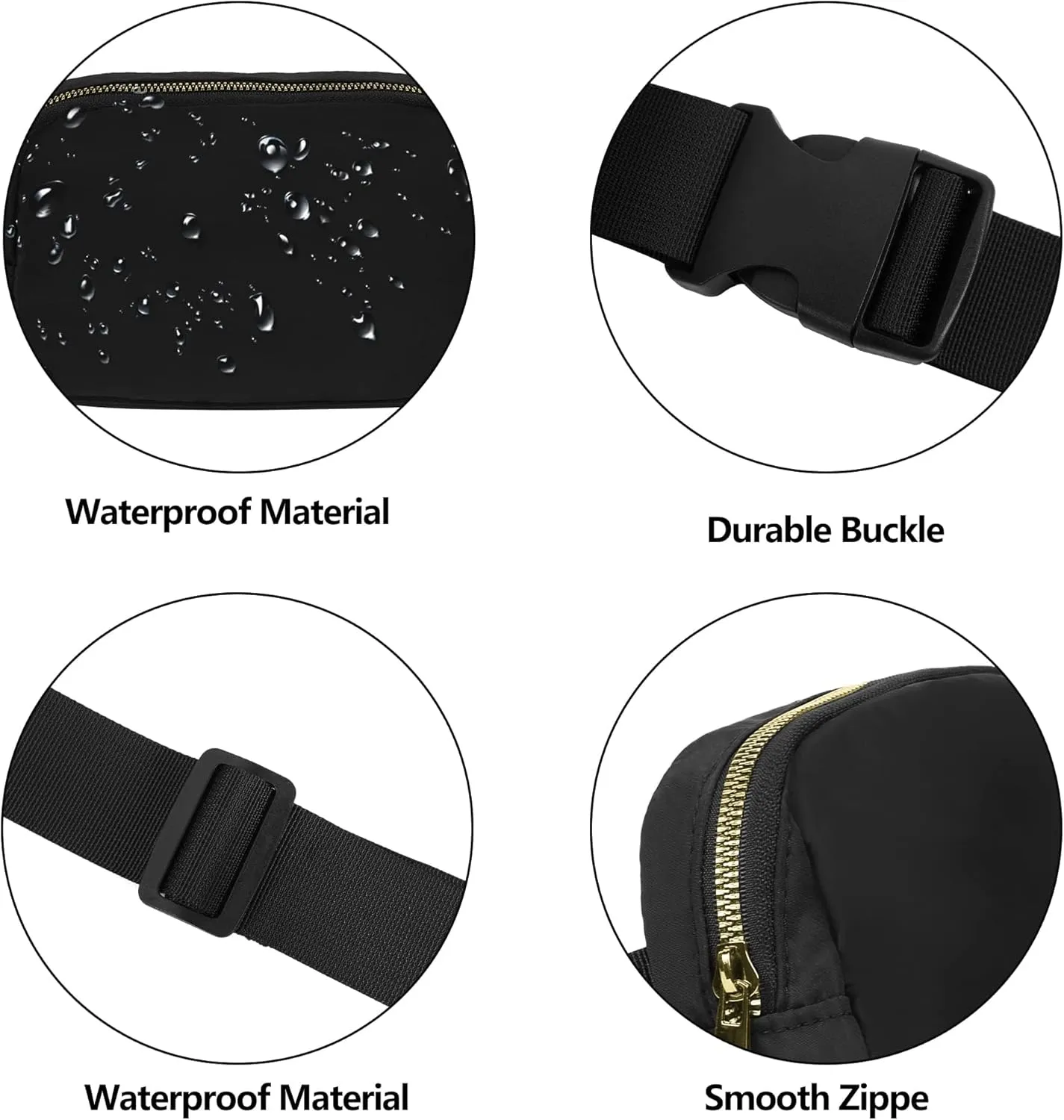 VKIOIP 2 Pack Unisex Fanny Pack Waist Belt Bag with Adjustable Strap,Hands Free Crossbody Fanny Bag with Zipper for Woman and Man,for Hiking,Running,Sports Gifts(Black & Gray)