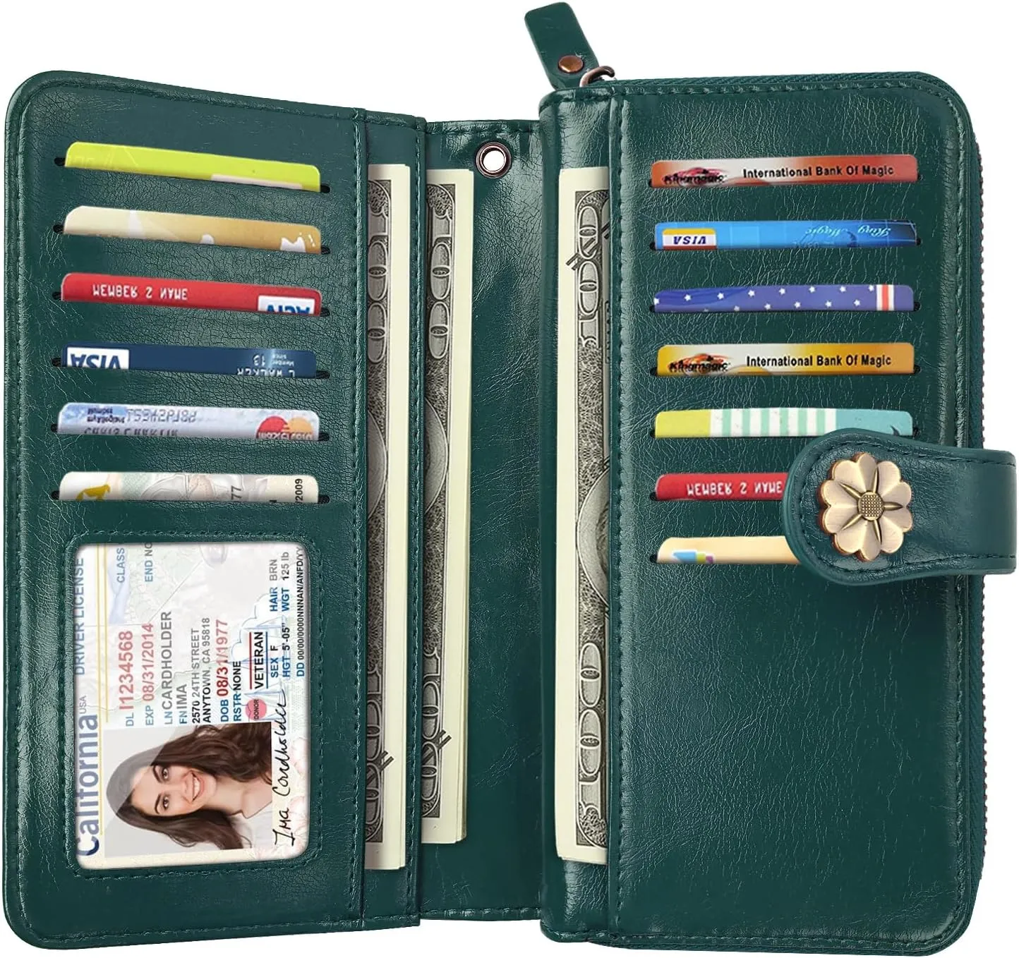 Wallets for Women Multi Card Holder Wallet Clutch Wallet Card Holder Organizer Ladies Purse with Wrist strap Purse