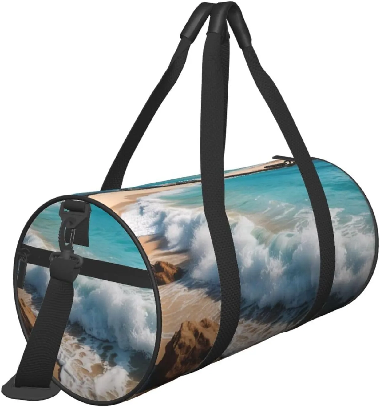 Water Rush to Tropical Beach Printed Travel Bag,Round Personal Item Storage bag,Foldie Duffel Bag for Traveling Vacation,Fitness,Sports