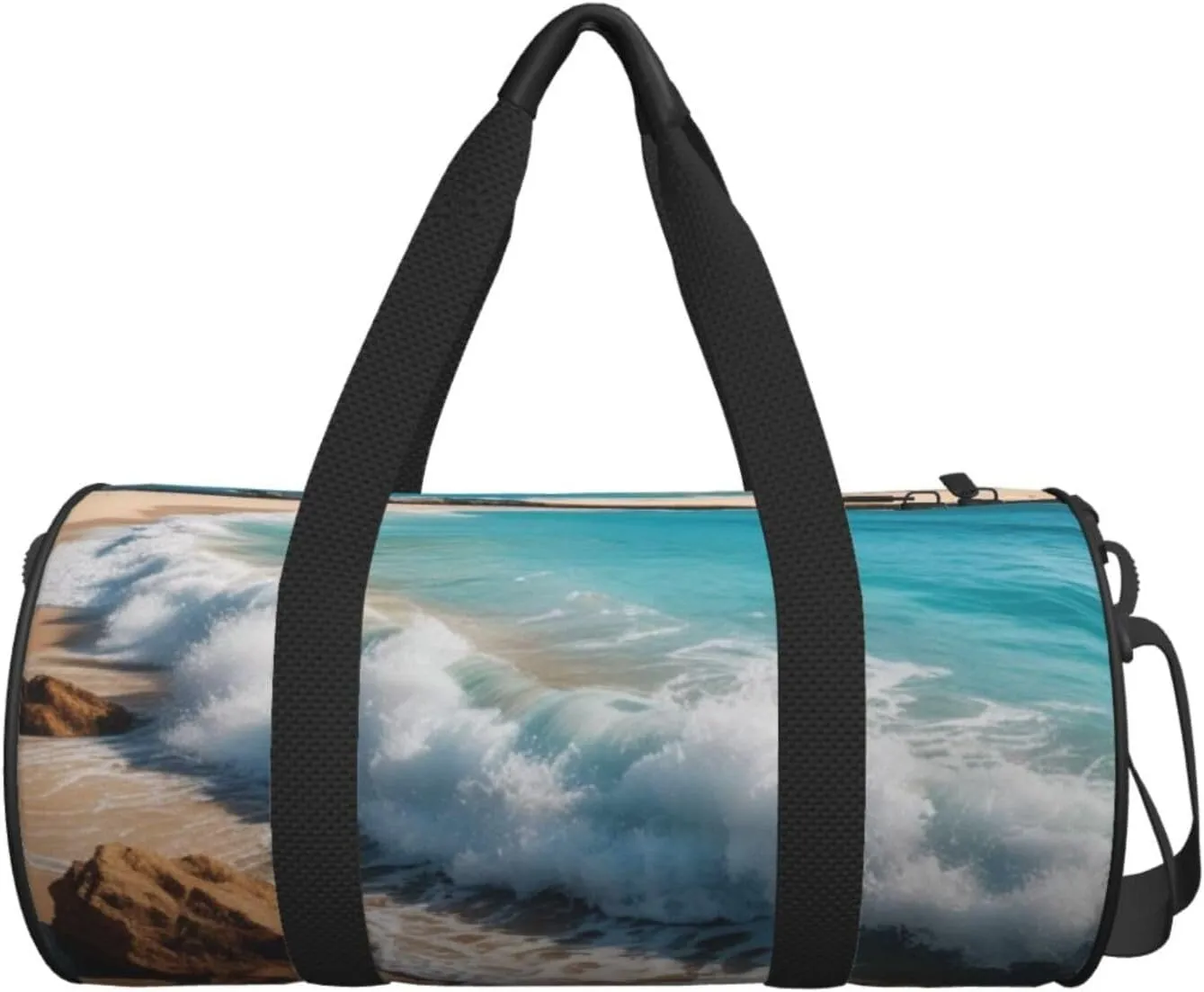 Water Rush to Tropical Beach Printed Travel Bag,Round Personal Item Storage bag,Foldie Duffel Bag for Traveling Vacation,Fitness,Sports
